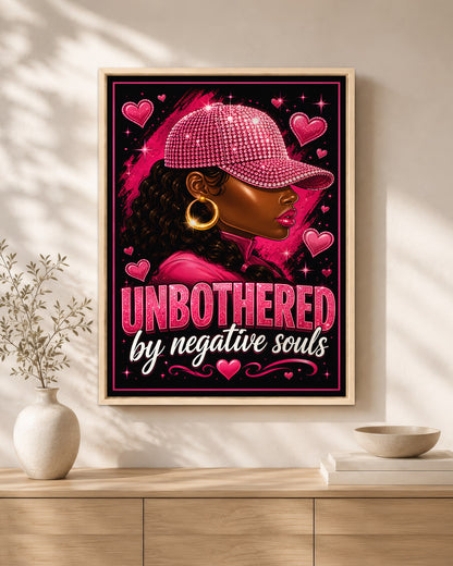Unbothered Black Woman Pink Aesthetic Wall Art