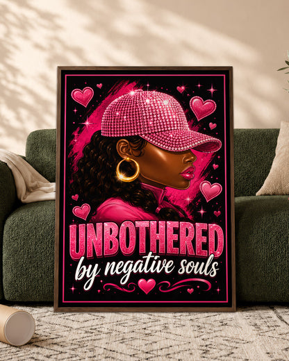 Unbothered Black Woman Pink Aesthetic Wall Art