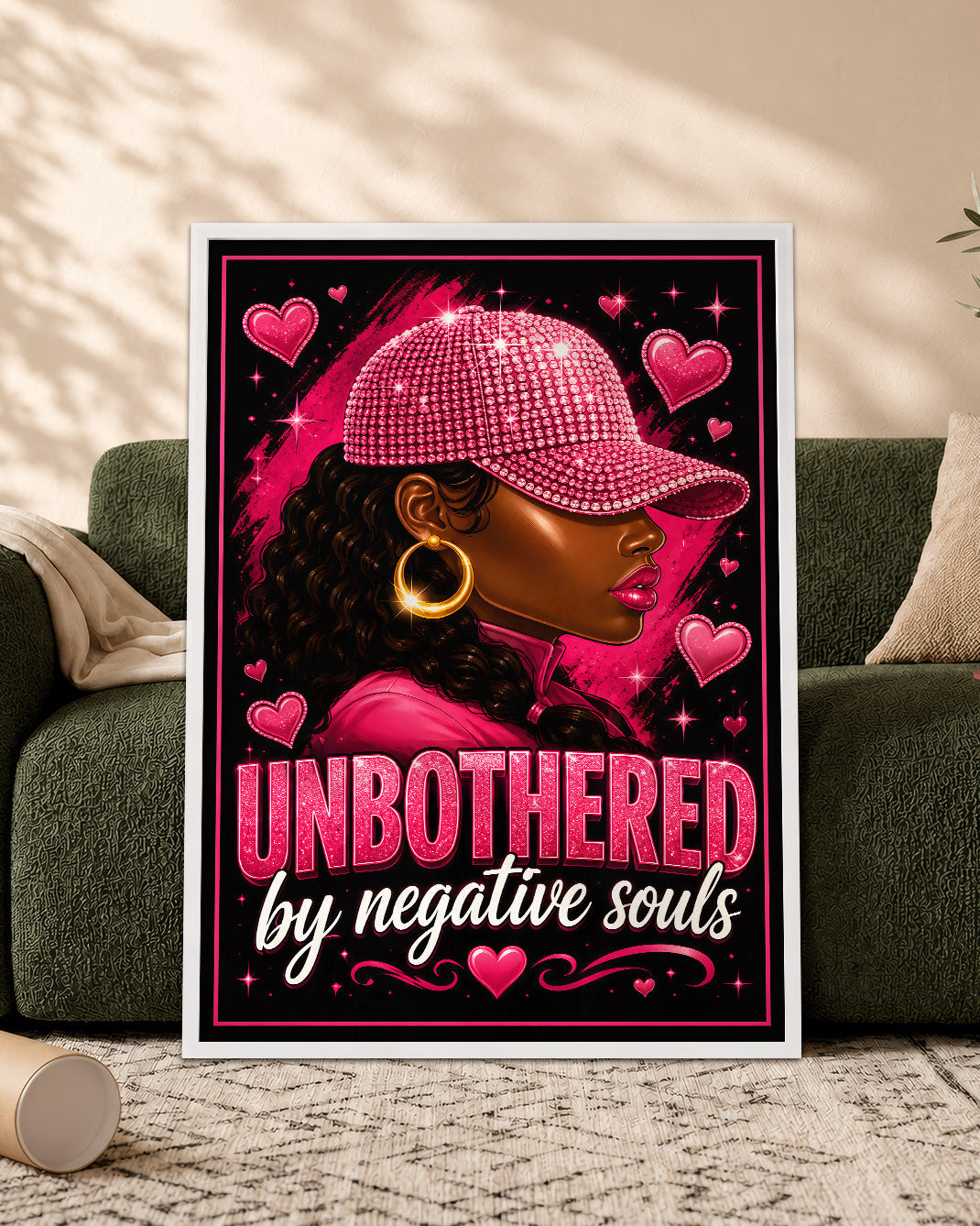 Unbothered Black Woman Pink Aesthetic Wall Art