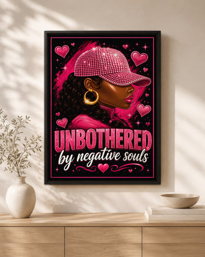 Unbothered Black Woman Pink Aesthetic Wall Art
