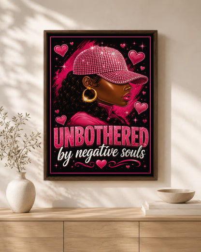 Unbothered Black Woman Pink Aesthetic Wall Art