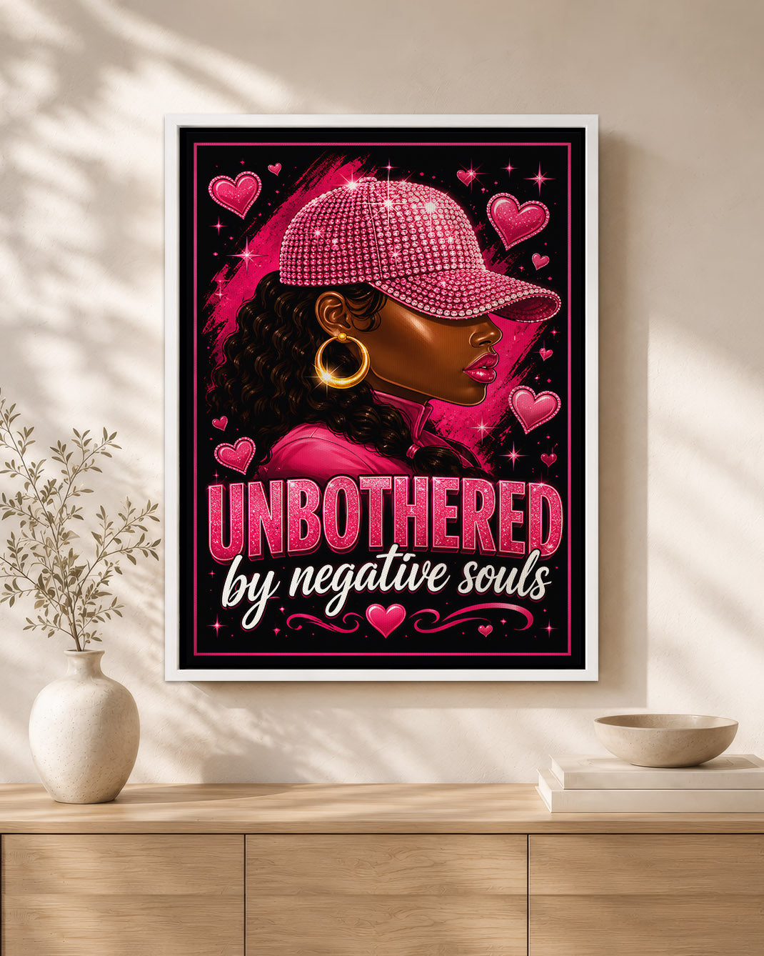 Unbothered Black Woman Pink Aesthetic Wall Art