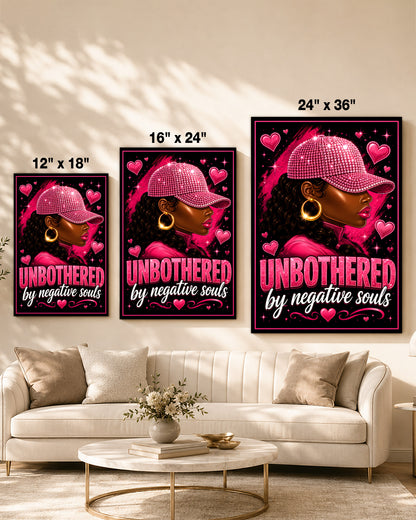 Unbothered Black Woman Pink Aesthetic Wall Art