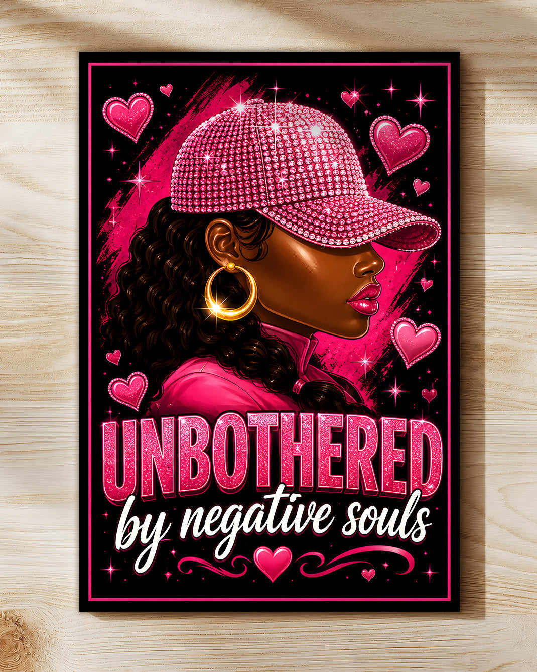 Unbothered Black Woman Pink Aesthetic Wall Art