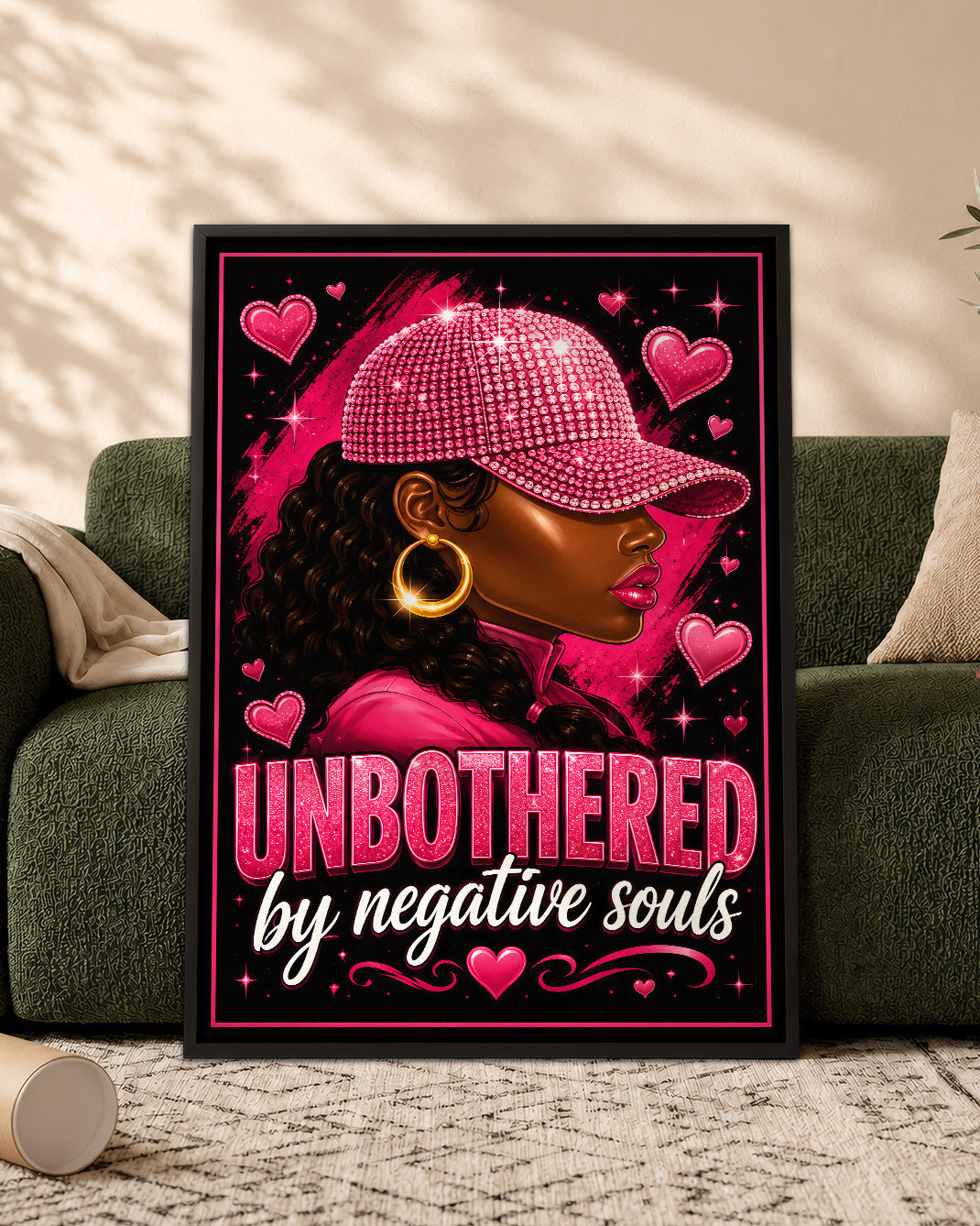 Unbothered Black Woman Pink Aesthetic Wall Art