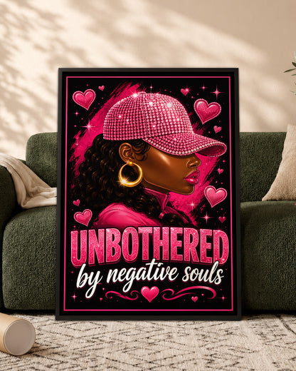 Unbothered Black Woman Pink Aesthetic Wall Art