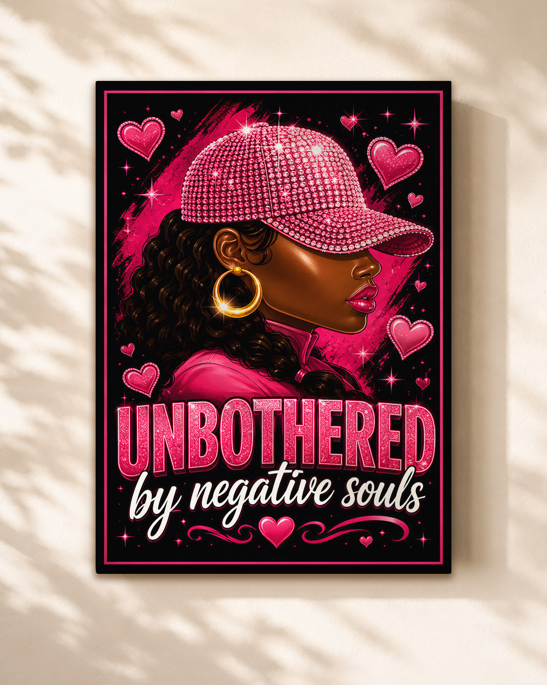 Unbothered Black Woman Pink Aesthetic Wall Art