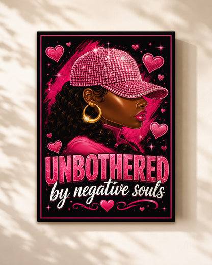 Unbothered Black Woman Pink Aesthetic Wall Art