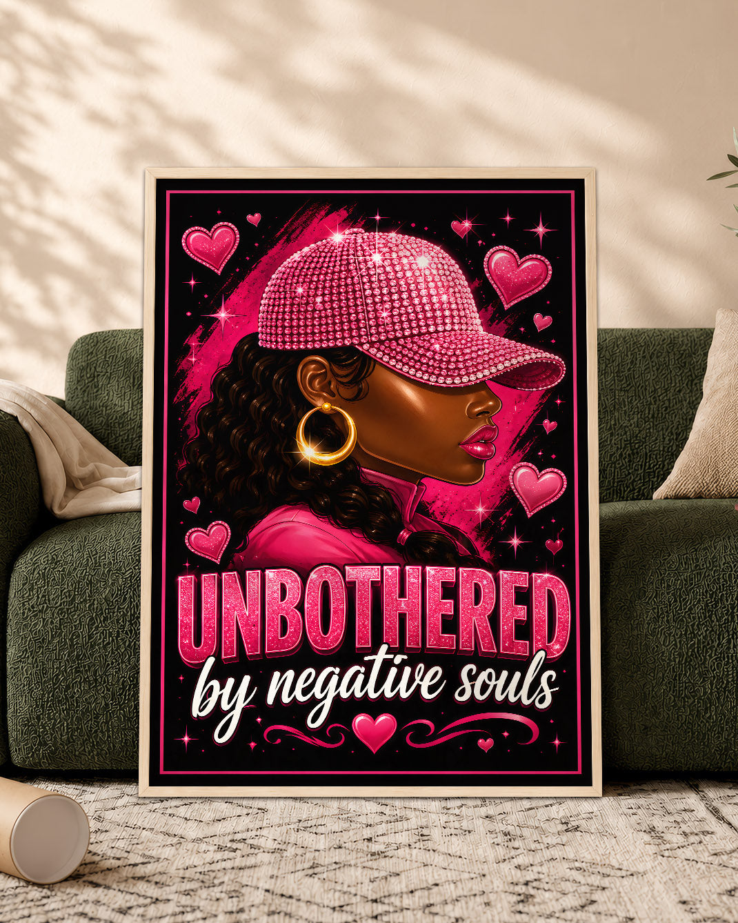 Unbothered Black Woman Pink Aesthetic Wall Art