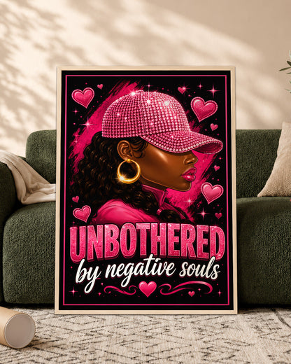 Unbothered Black Woman Pink Aesthetic Wall Art