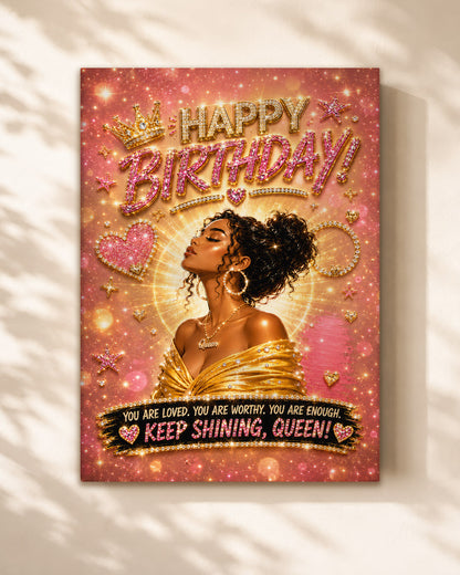 Black Queen Birthday Canvas - Black Woman Empowerment Birthday Gift