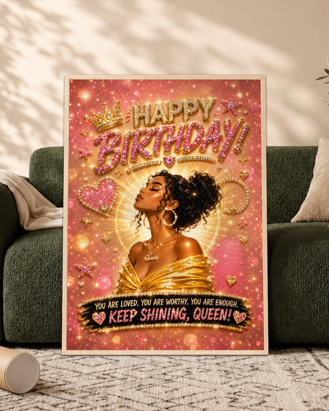 Black Queen Birthday Canvas - Black Woman Empowerment Birthday Gift