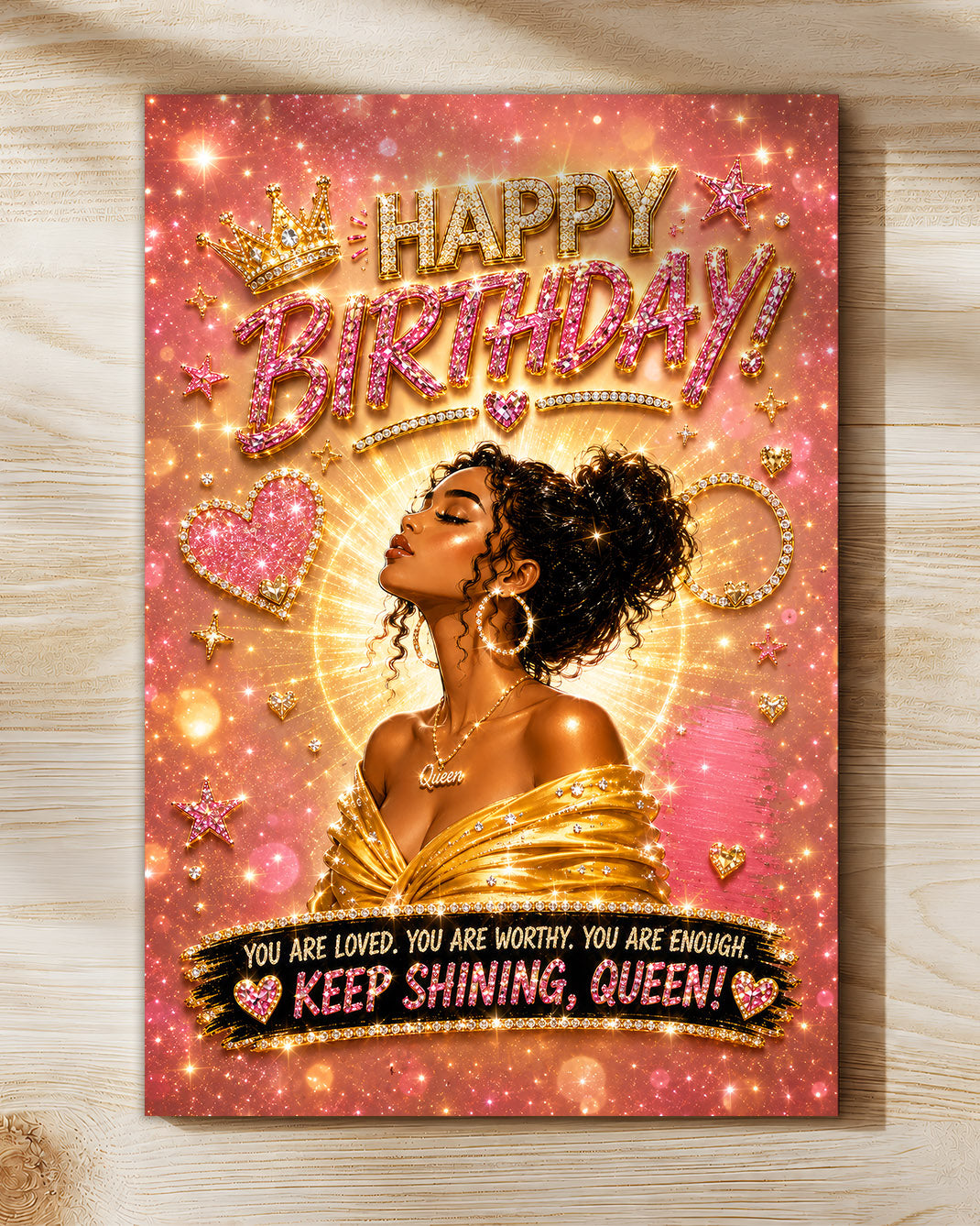 Black Queen Birthday Canvas - Black Woman Empowerment Birthday Gift