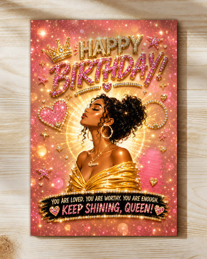 Black Queen Birthday Canvas - Black Woman Empowerment Birthday Gift