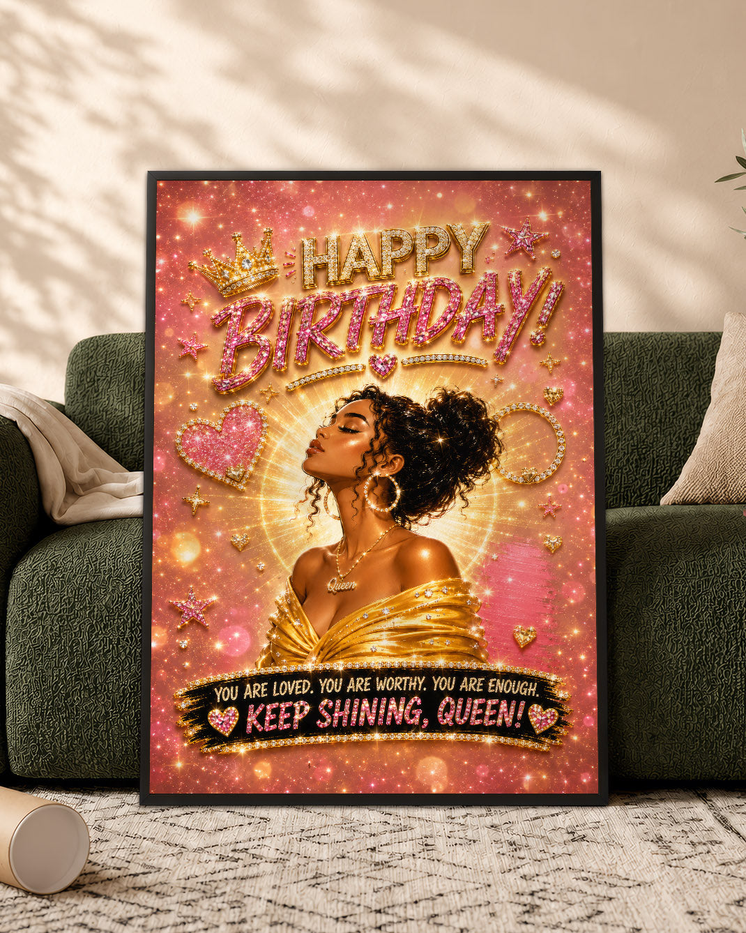 Black Queen Birthday Canvas - Black Woman Empowerment Birthday Gift