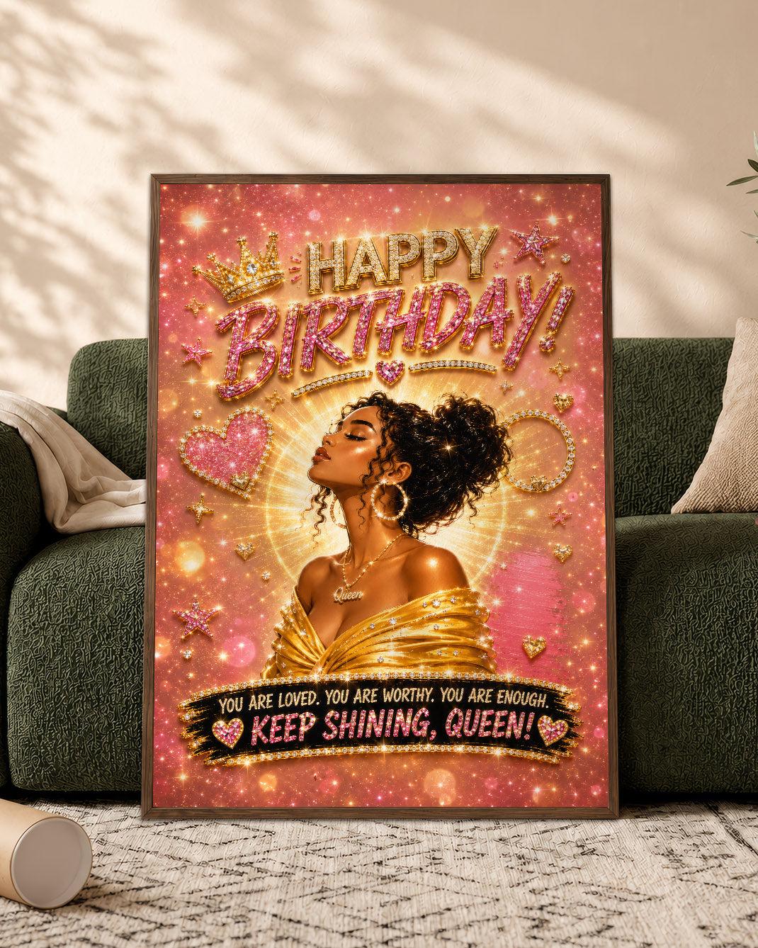 Black Queen Birthday Canvas - Black Woman Empowerment Birthday Gift