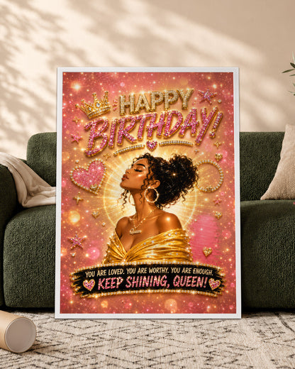 Black Queen Birthday Canvas - Black Woman Empowerment Birthday Gift