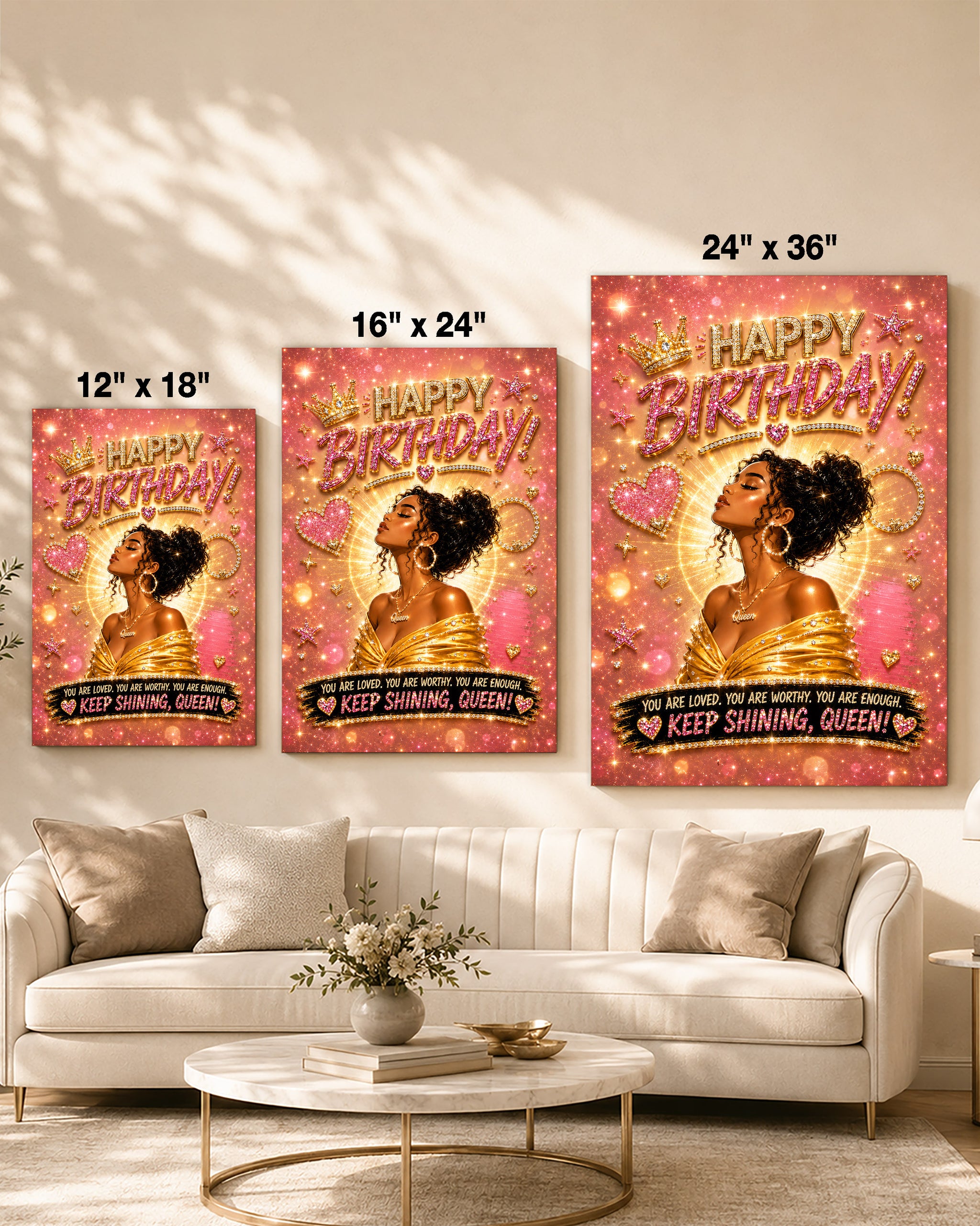 Black Queen Birthday Canvas - Black Woman Empowerment Birthday Gift