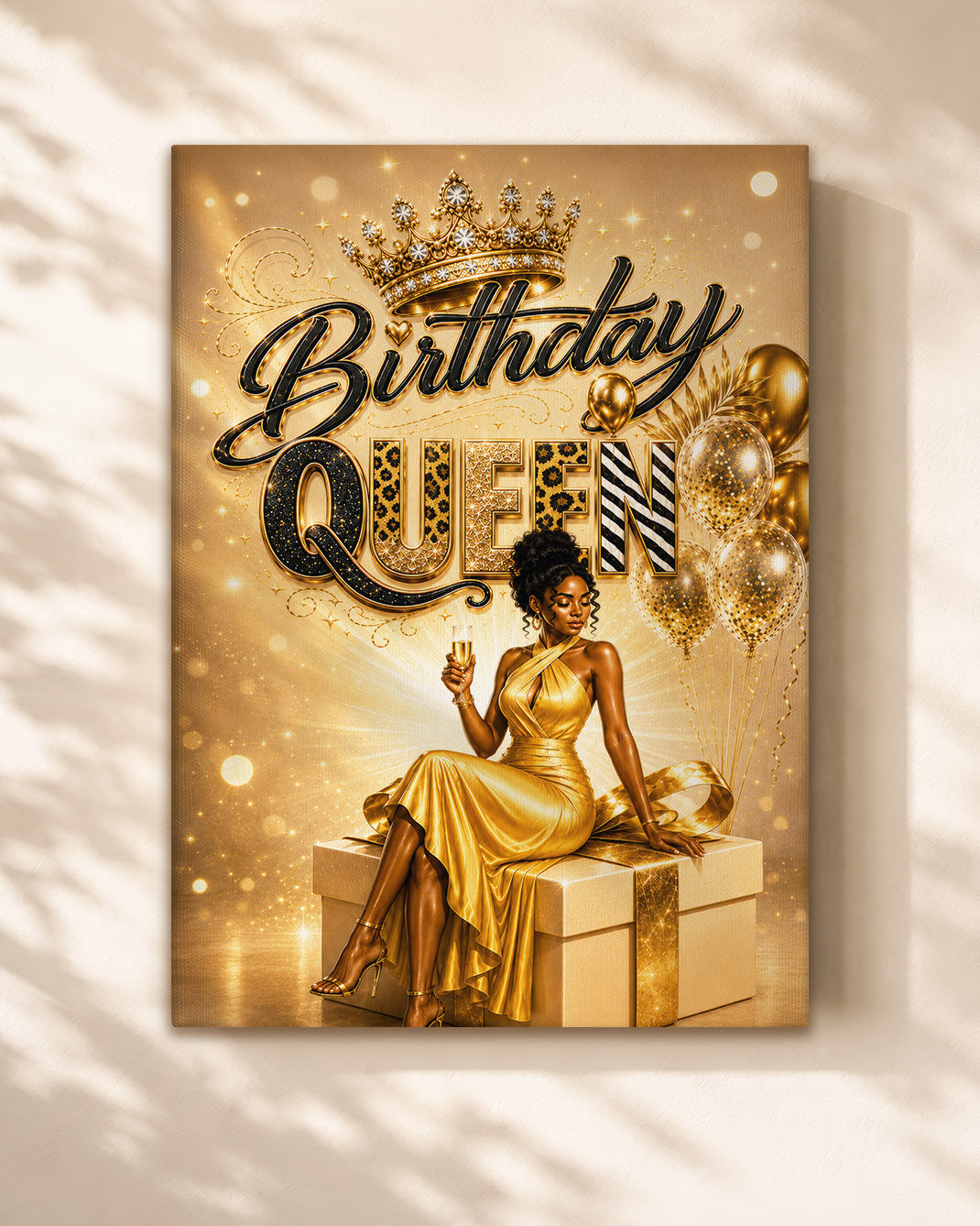 Black Excellence Birthday Canvas - African American Woman Luxury Decor