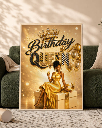 Black Excellence Birthday Canvas - African American Woman Luxury Decor