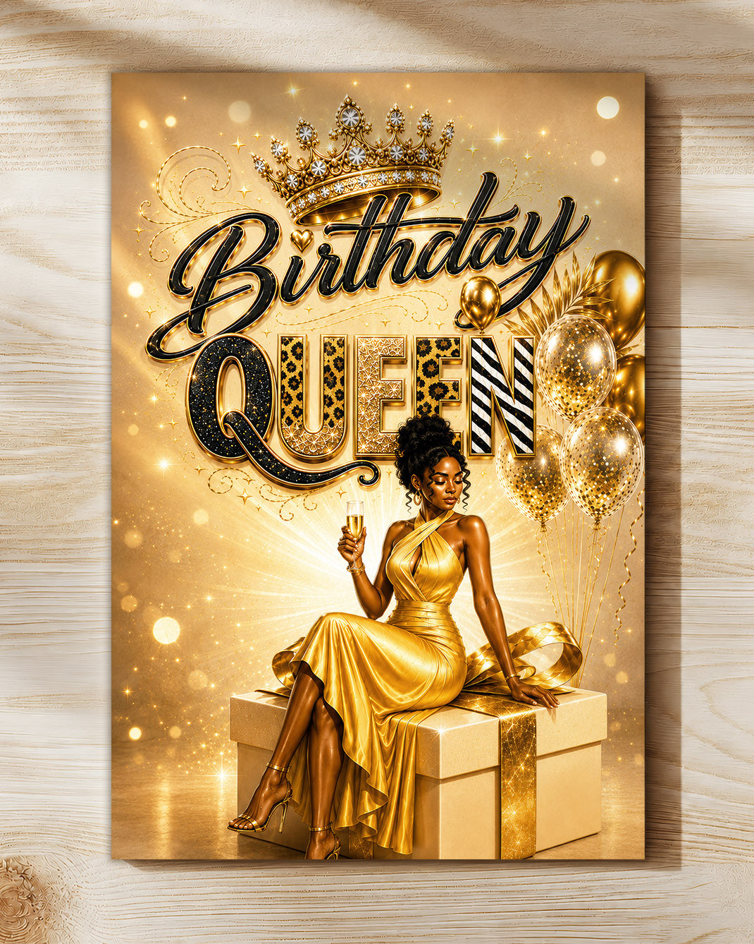 Black Excellence Birthday Canvas - African American Woman Luxury Decor