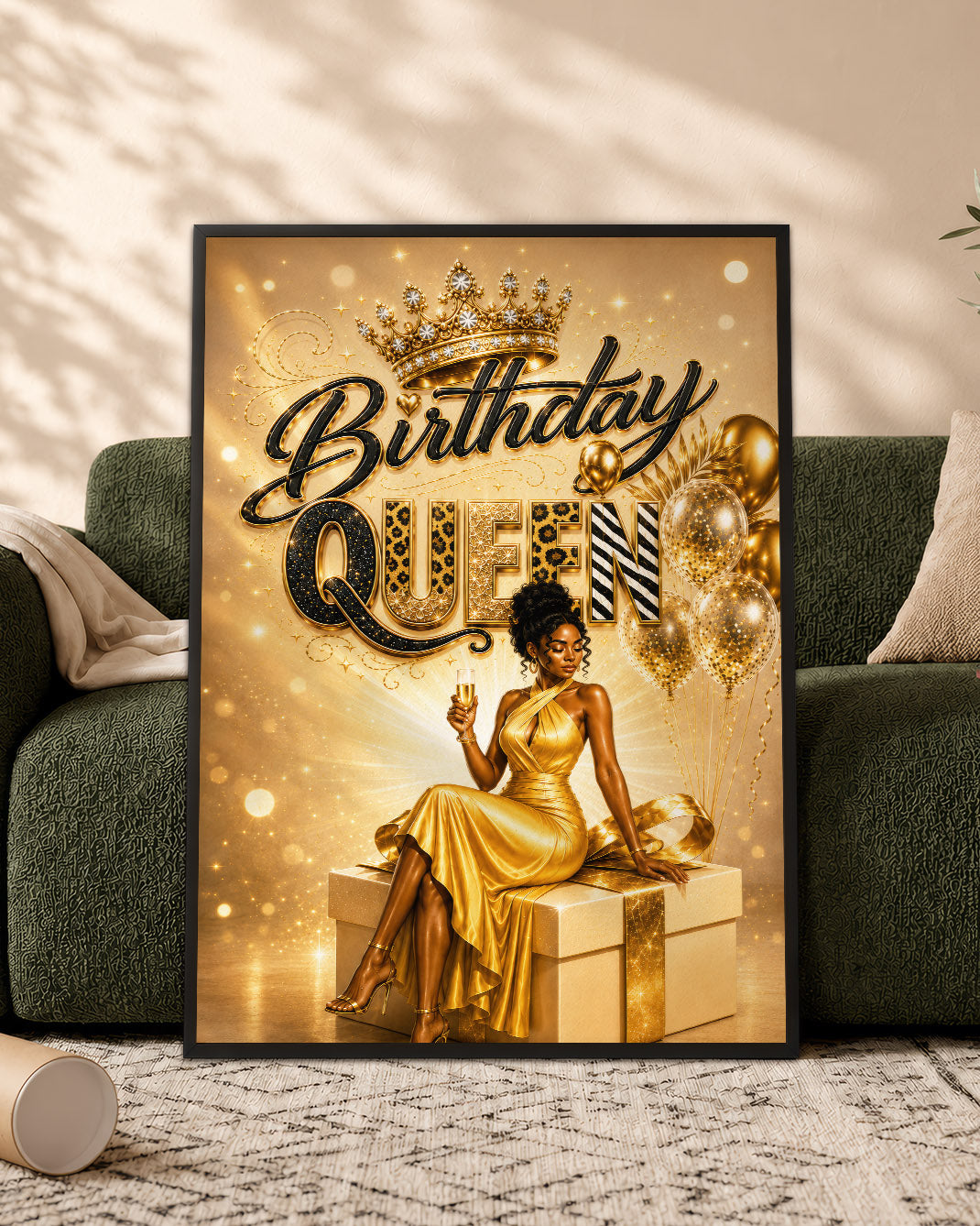 Black Excellence Birthday Canvas - African American Woman Luxury Decor