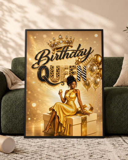 Black Excellence Birthday Canvas - African American Woman Luxury Decor