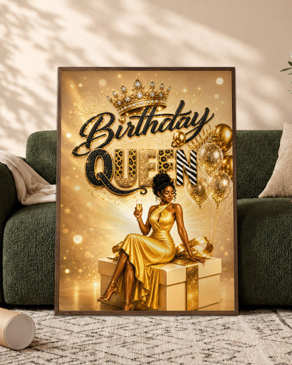 Black Excellence Birthday Canvas - African American Woman Luxury Decor