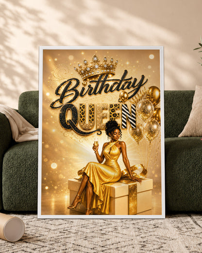 Black Excellence Birthday Canvas - African American Woman Luxury Decor