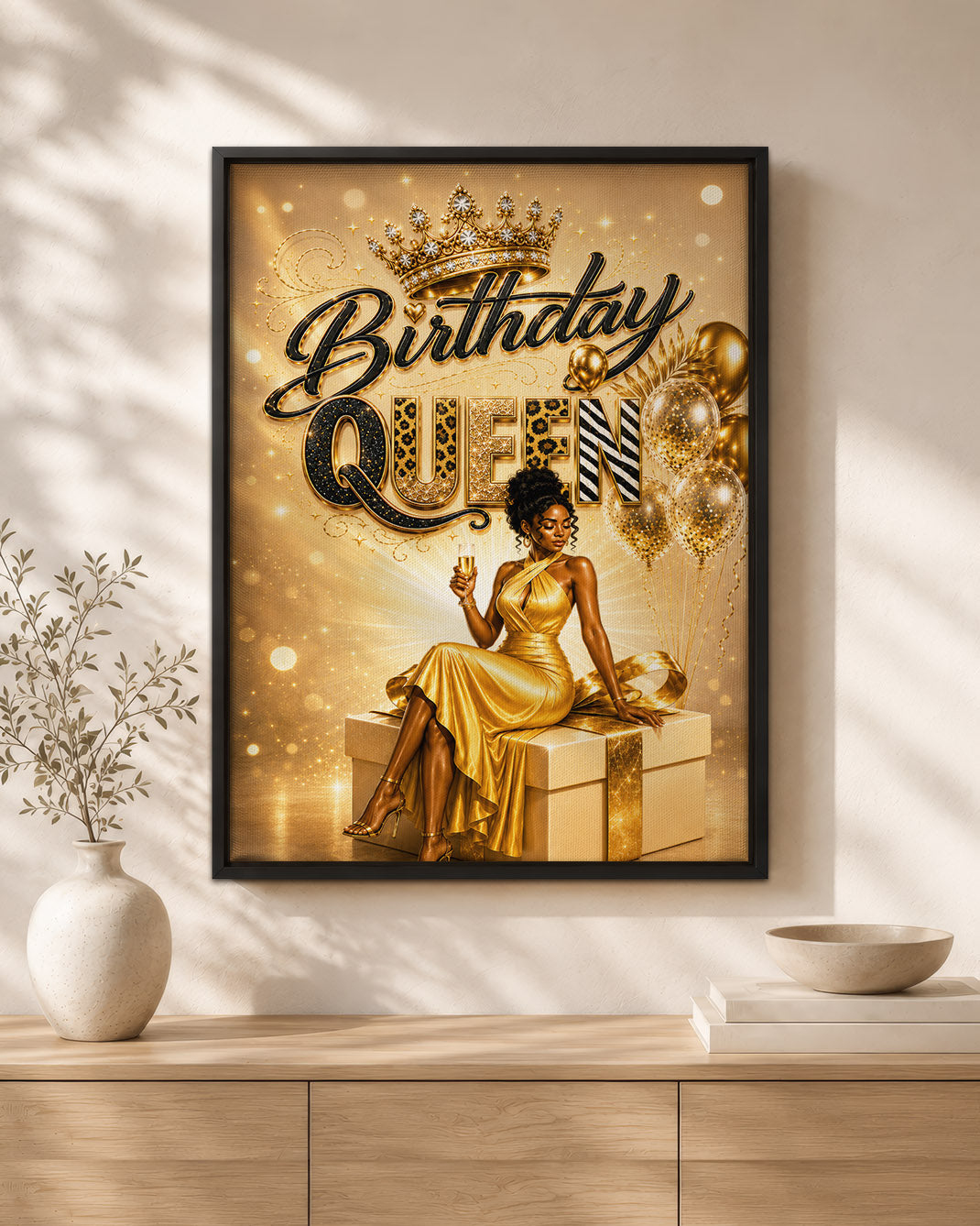 Black Excellence Birthday Canvas - African American Woman Luxury Decor