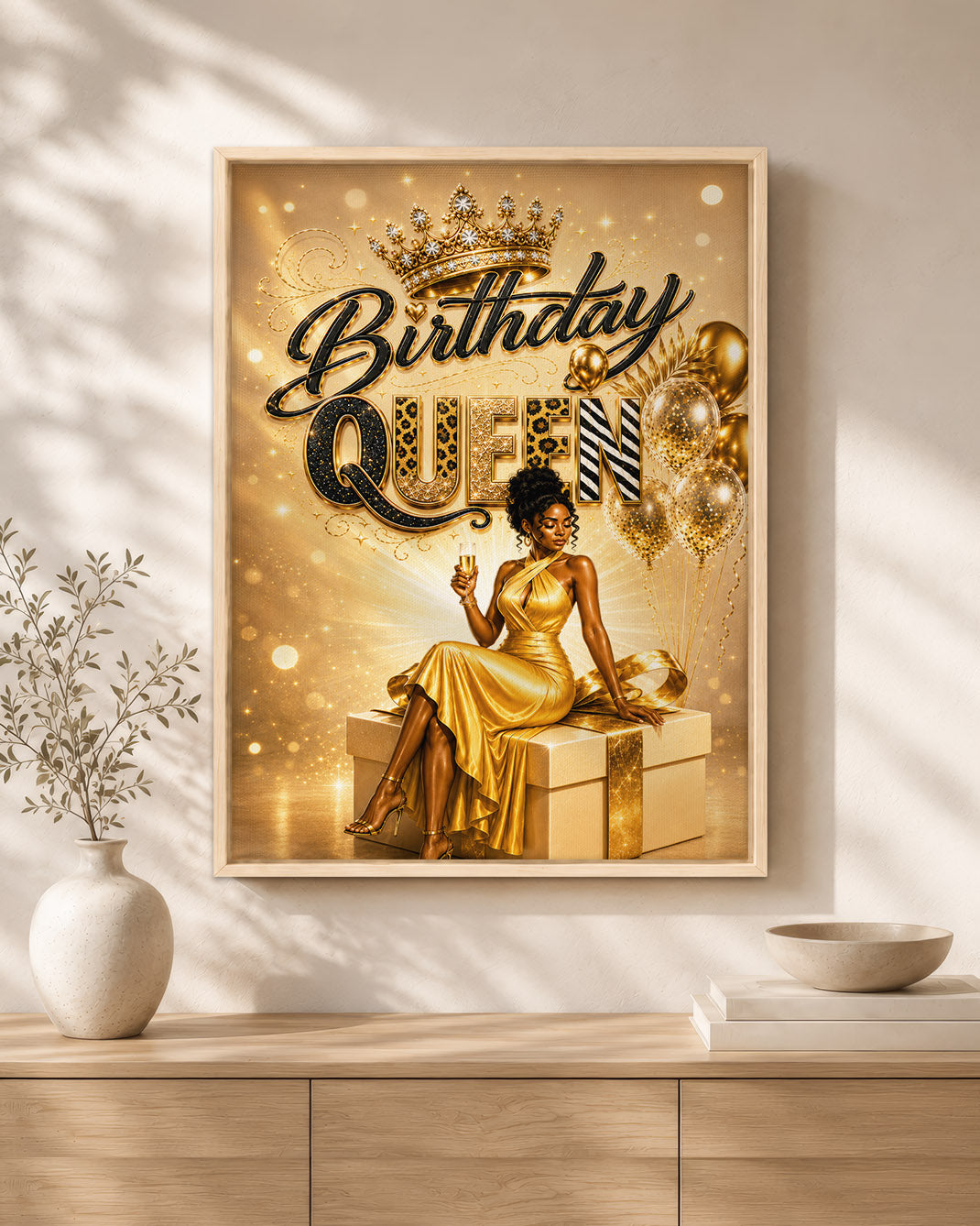 Black Excellence Birthday Canvas - African American Woman Luxury Decor