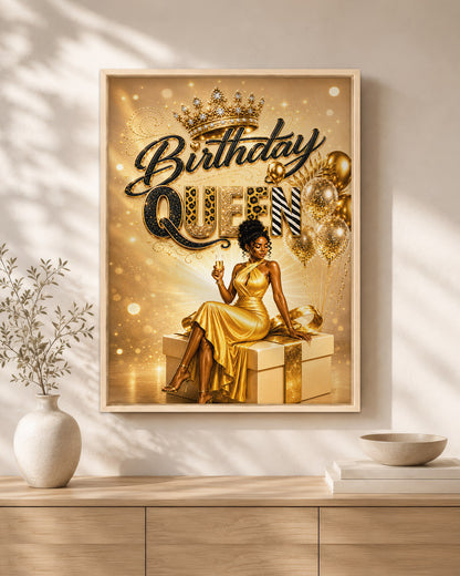 Black Excellence Birthday Canvas - African American Woman Luxury Decor