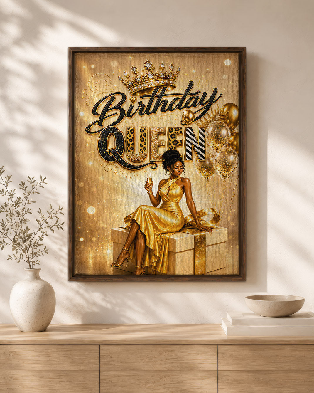 Black Excellence Birthday Canvas - African American Woman Luxury Decor