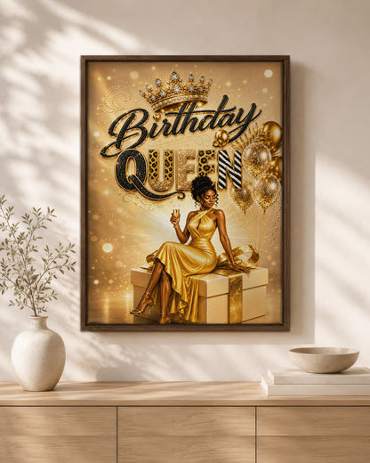 Black Excellence Birthday Canvas - African American Woman Luxury Decor