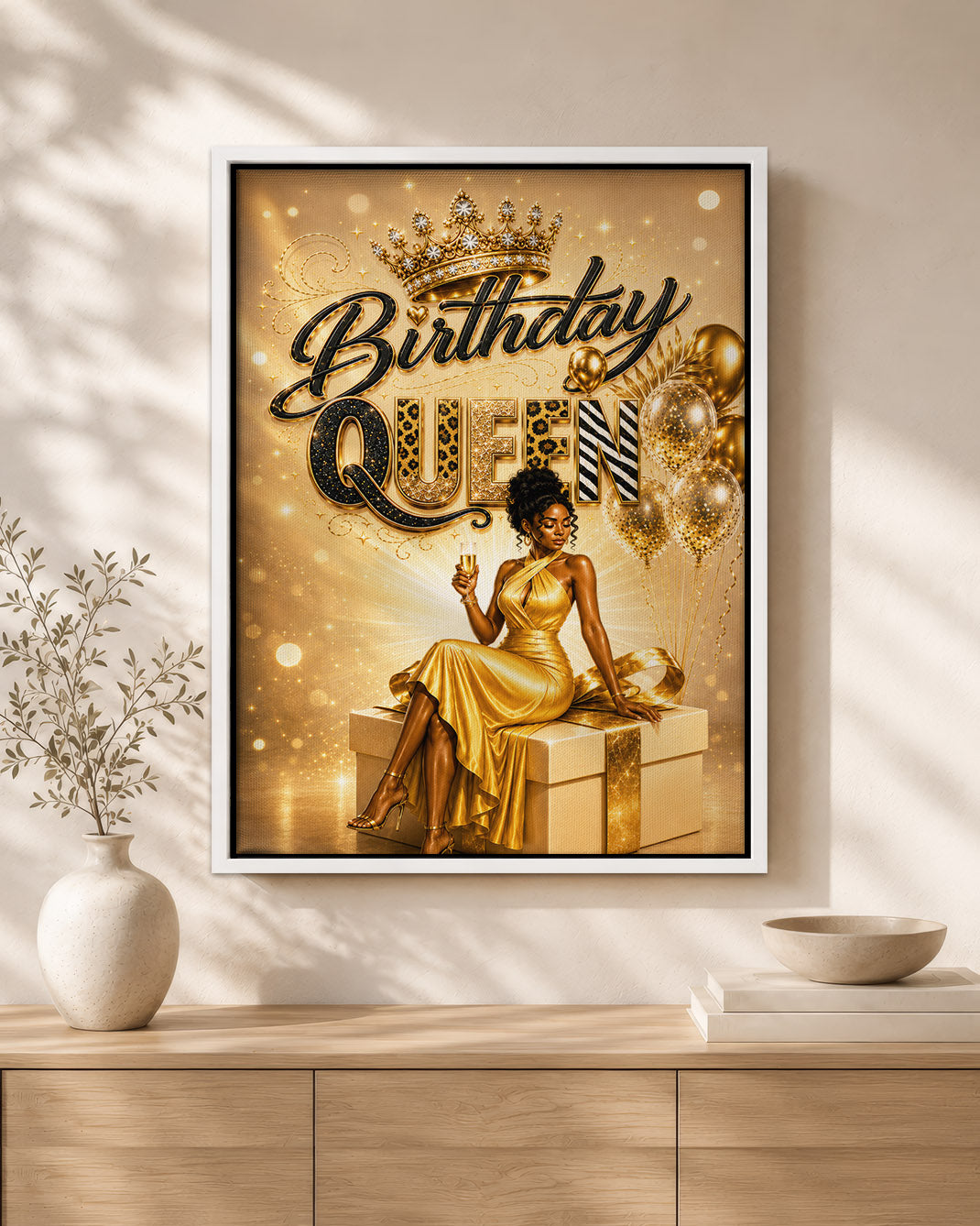Black Excellence Birthday Canvas - African American Woman Luxury Decor