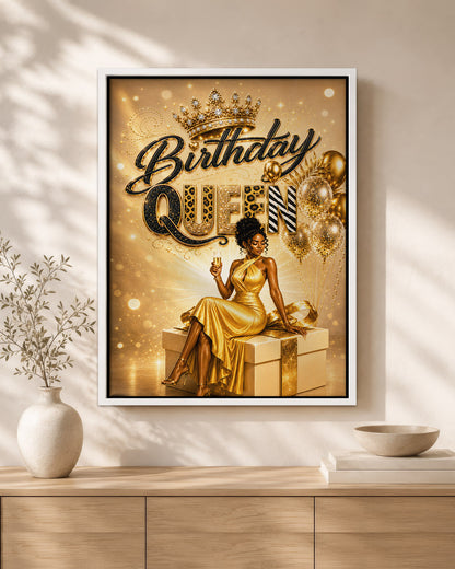 Black Excellence Birthday Canvas - African American Woman Luxury Decor