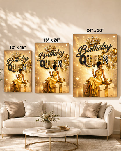 Black Excellence Birthday Canvas - African American Woman Luxury Decor