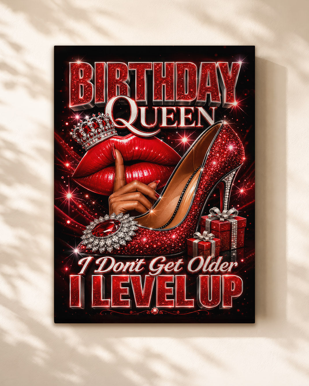 Birthday Queen Canvas - Black Woman Level Up Birthday Wall Art