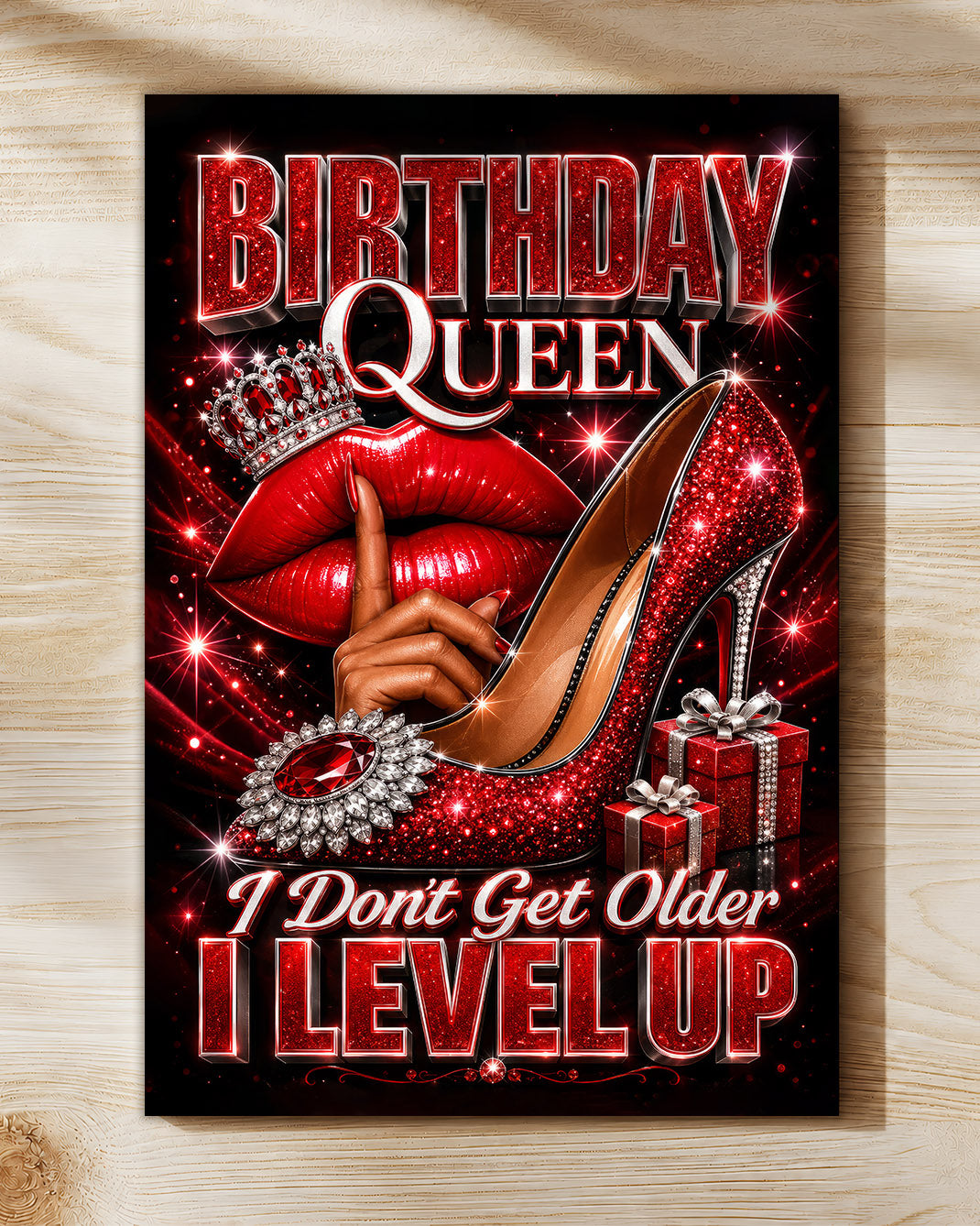 Birthday Queen Canvas - Black Woman Level Up Birthday Wall Art
