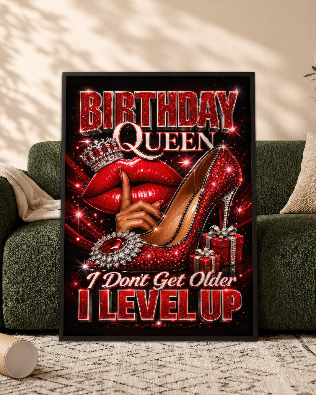Birthday Queen Canvas - Black Woman Level Up Birthday Wall Art