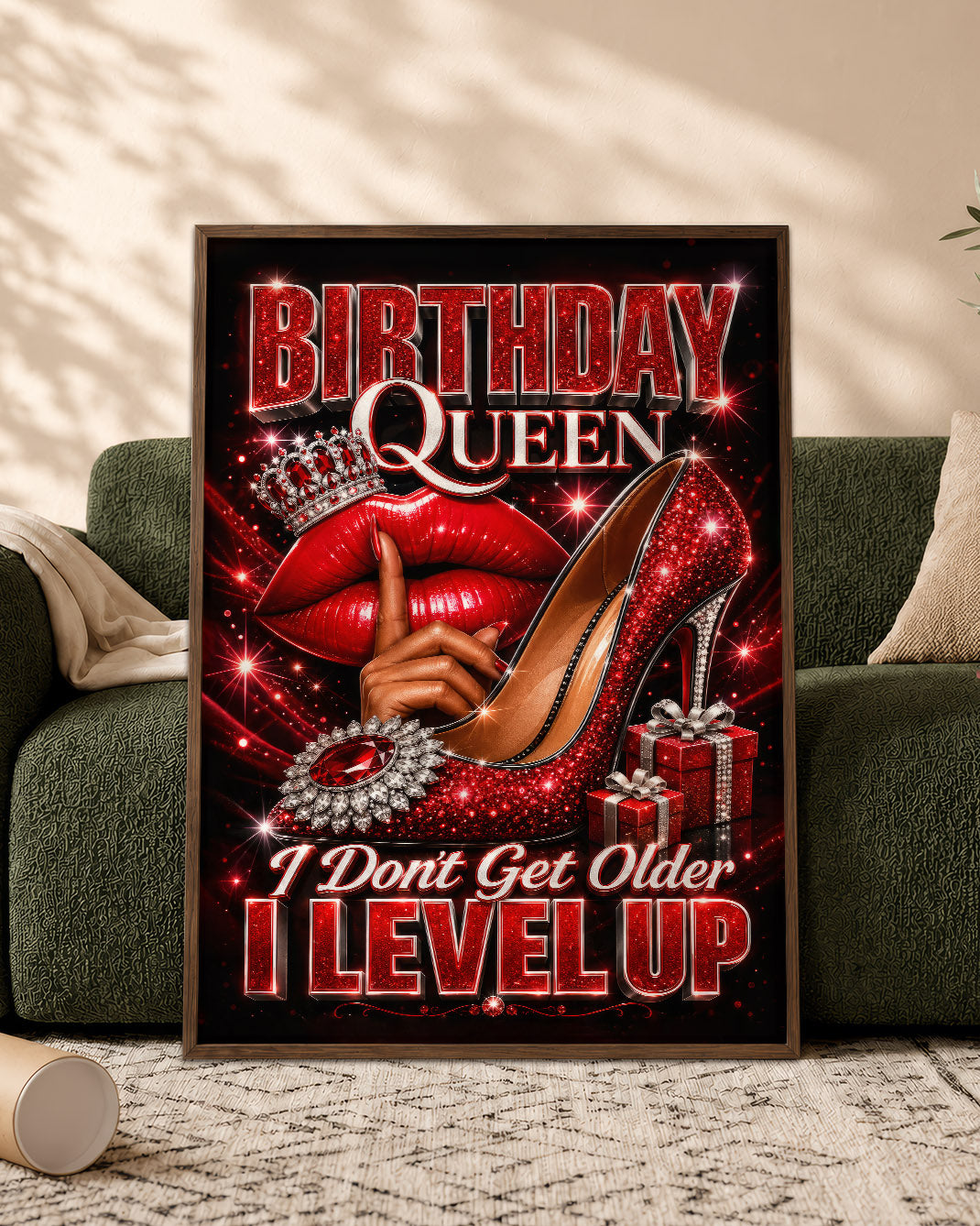 Birthday Queen Canvas - Black Woman Level Up Birthday Wall Art
