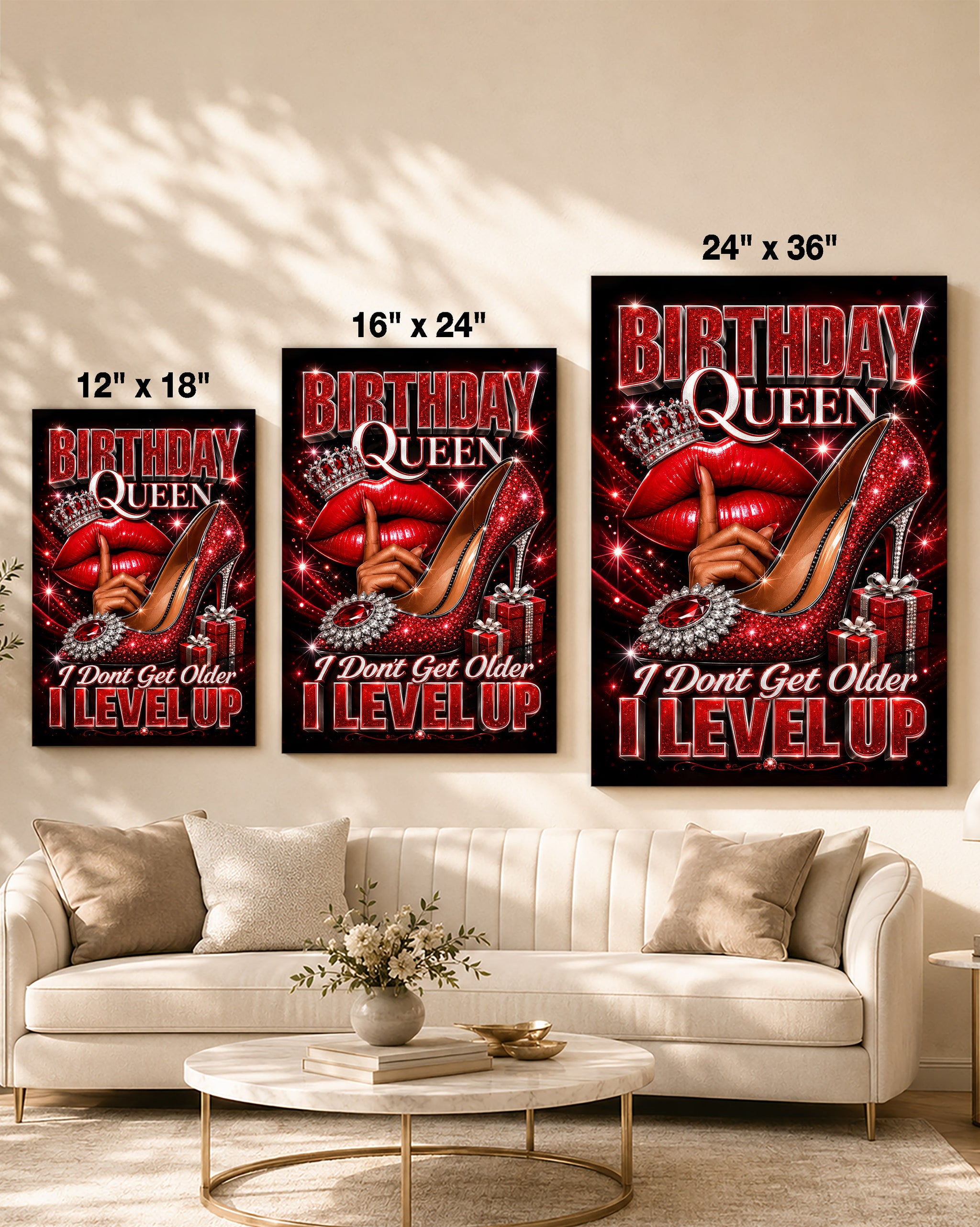 Birthday Queen Canvas - Black Woman Level Up Birthday Wall Art