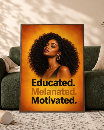 Educated Melanated Motivated – Black Woman Empowerment Canvas Wall Art