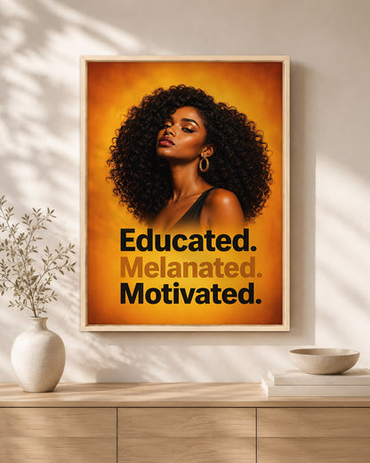 Educated Melanated Motivated – Black Woman Empowerment Canvas Wall Art