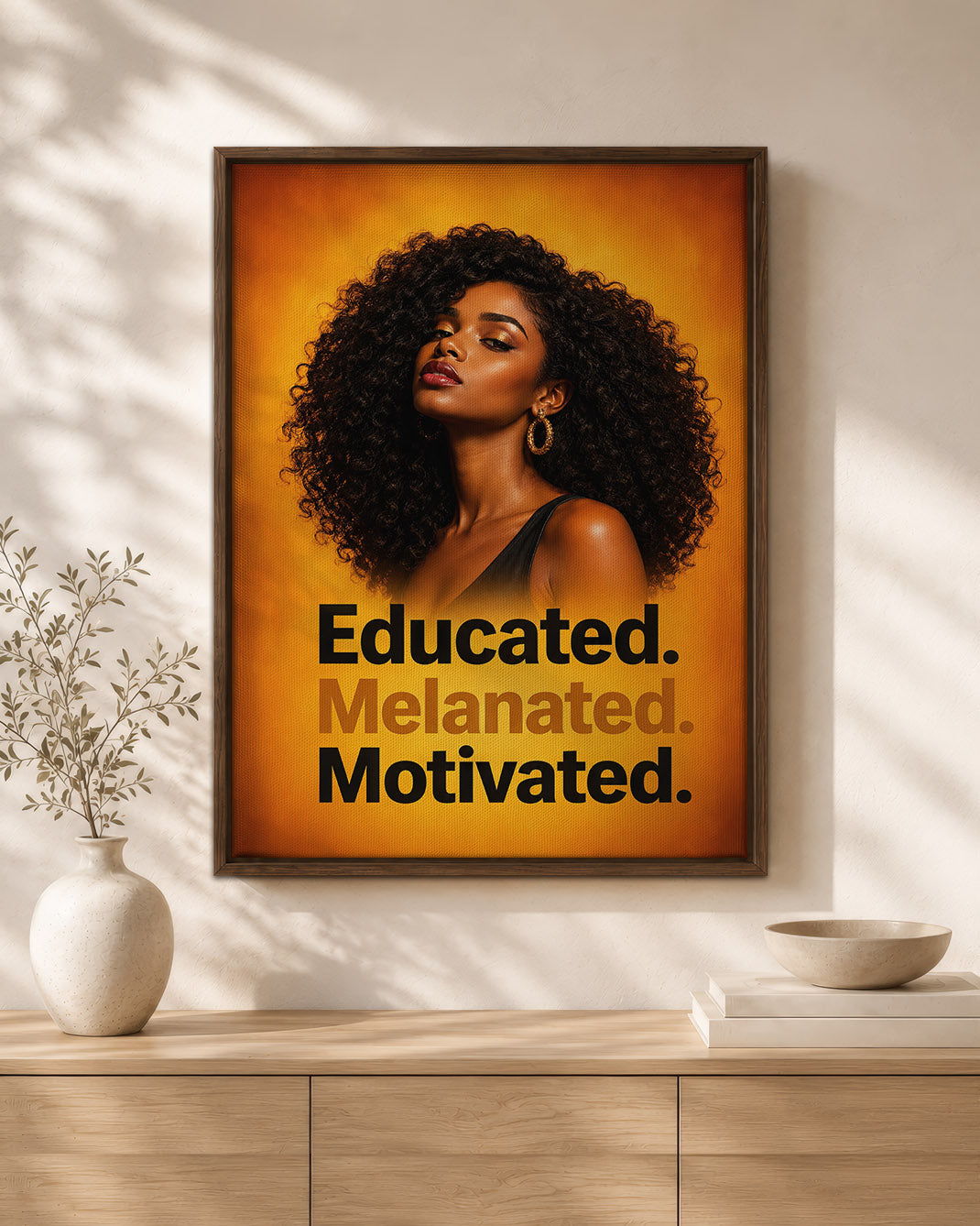 Educated Melanated Motivated – Black Woman Empowerment Canvas Wall Art