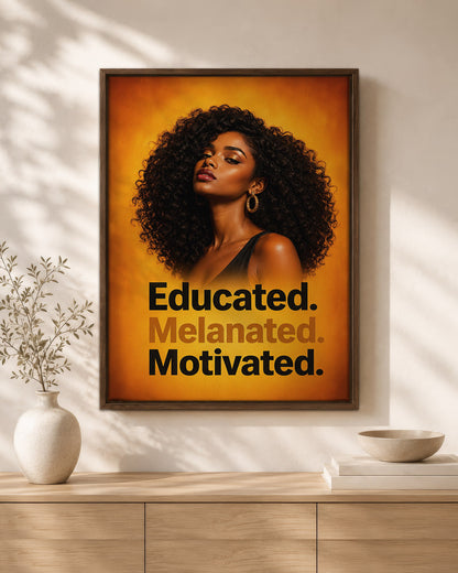 Educated Melanated Motivated – Black Woman Empowerment Canvas Wall Art