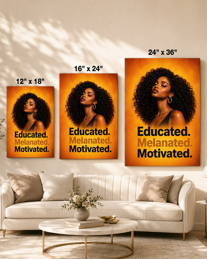 Educated Melanated Motivated – Black Woman Empowerment Canvas Wall Art