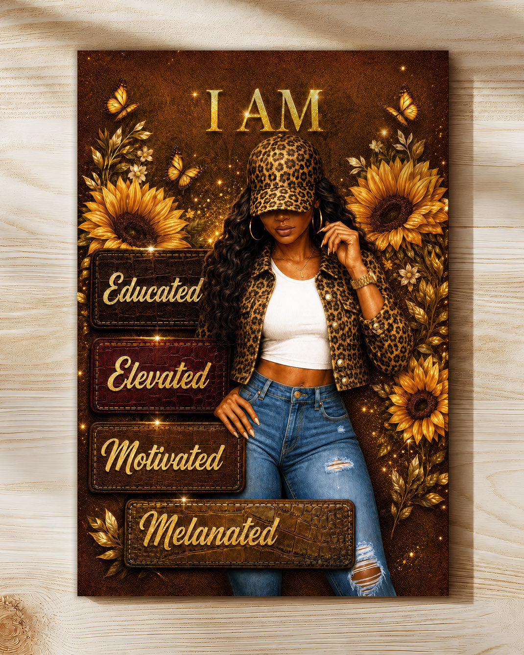 I Am Educated Elevated Motivated Melanated – Black Woman Empowerment Canvas