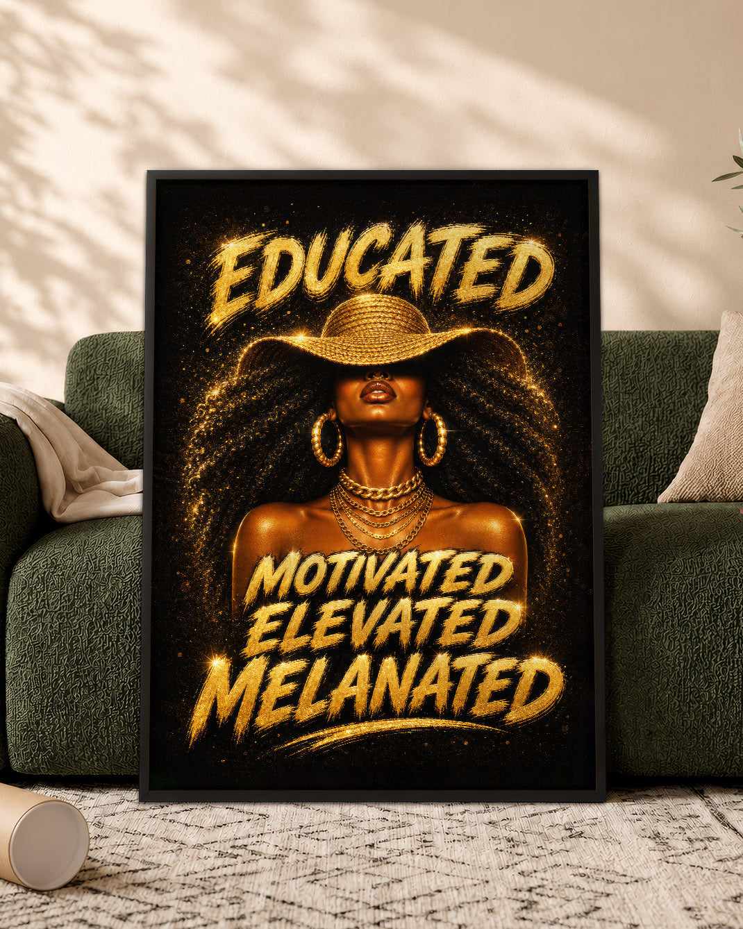 Melanated & Unstoppable Black Woman Wall Art – Educated Motivated Elevated Decor