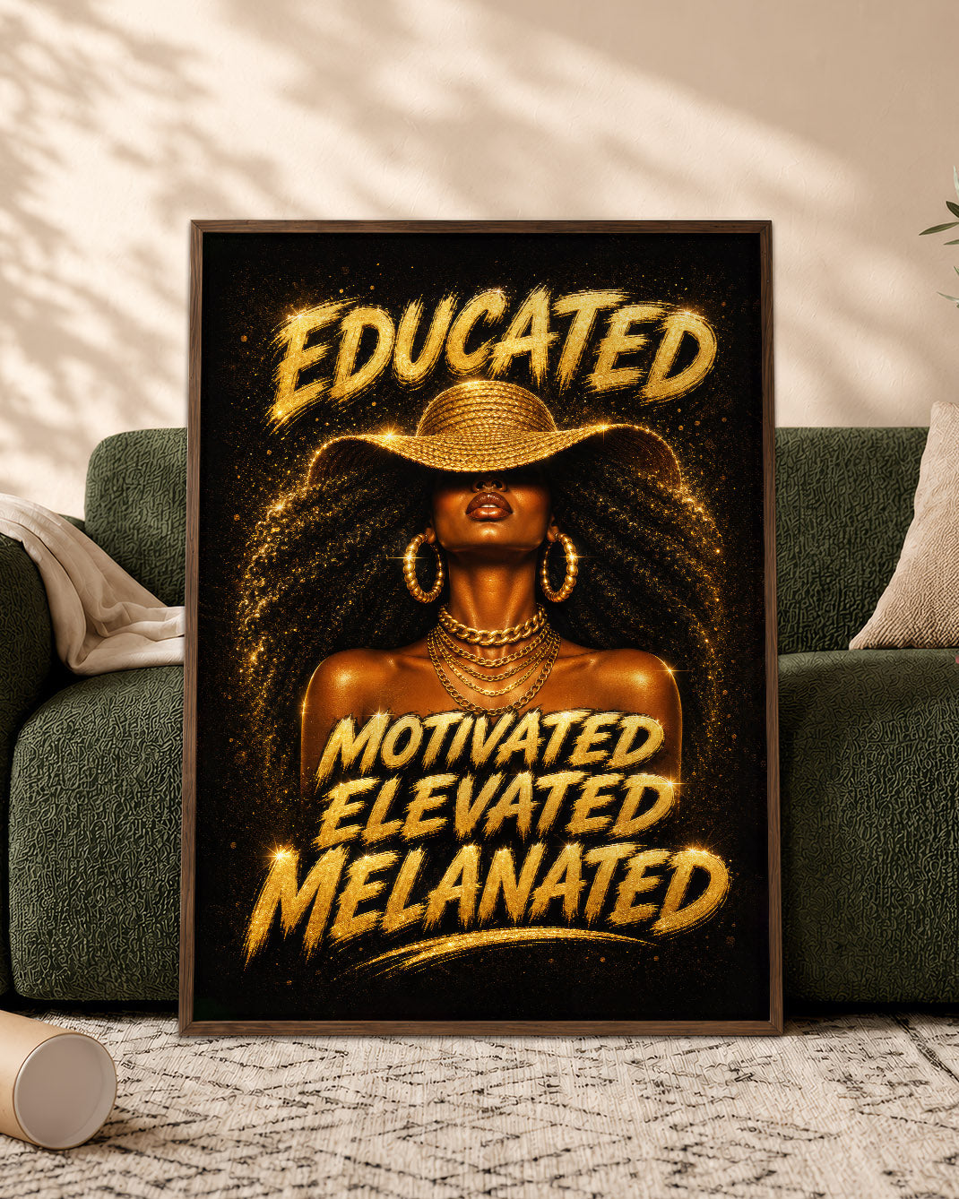 Melanated & Unstoppable Black Woman Wall Art – Educated Motivated Elevated Decor